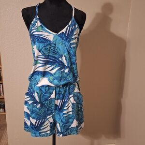 3 For 21 Size Medium Tropical Blue and Green Jumper Romper